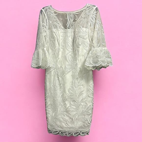 Adrianna Papell Soutache Embroidered Flare Sleeve Sheath Dress Size 4 & 6 NWT - Picture 4 of 7